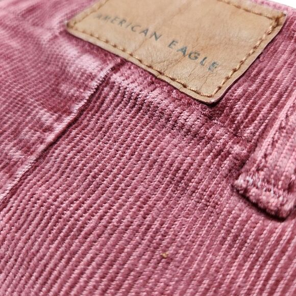 American Eagle Corduroy Mini‎ Skirt Short Pink Stretch Pockets Cargo Burnout 0 - Picture 6 of 10